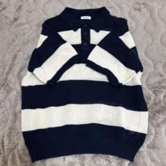 ONCILY ボーダー ポロニット 半袖 ネイビー ホワイトのサムネイル