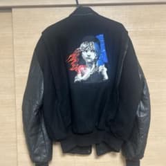 80sスタジャン レミゼラブル/ 黒/レザー刺繍/プリント - メルカリ