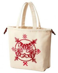 猫のダヤン　刺繍風プリント　巾着トートバッグ　わちふぃーるどのサムネイル