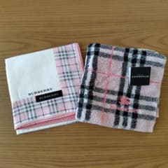 BURBERRY ハンカチ タオルハンカチ 2枚セット ピンク - メルカリ