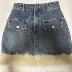 デニム ミニスカート ファー付きのサムネイル