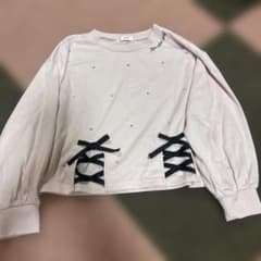 ALGY ピンク リボンデザイン 長袖カットソー