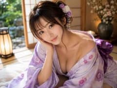 【W001】AI美女 画像 L版 写真プリント 生写真 作品 ポスター 和服のサムネイル