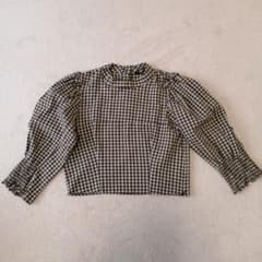 ZARA　チェック柄ブラウス　ブラウン系のサムネイル