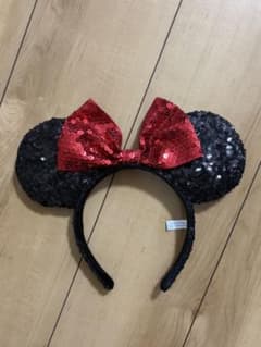 ディズニー ミニー カチューシャ スパンコール 赤 黒のサムネイル
