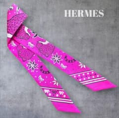 新品未使用☆エルメス ツイリー HERMES 2026SS バンダナ 黒×ピンク
