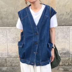 nugu☺︎vintage v denim vestのサムネイル