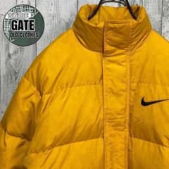 NIKE 90s 은 태그 자수 로고 다운 재킷 MEDIUM 노란 난이 있다