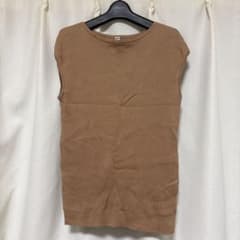 UNIQLO リブ ノースリーブ ニット ブラウン Mのサムネイル