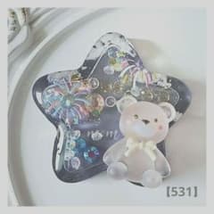 531】夏限定♡ 花火×クマさん シェイカー レジンヘアゴム ハンドメイド