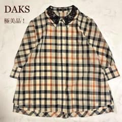 極美品♪DAKS ダックス ハウスチェック ブラウス レース襟 五部袖 40