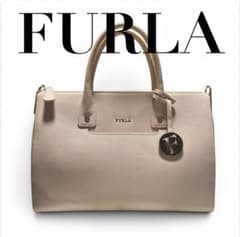 美品】 FURLA フルラ リンダ サッチェルバッグ レザー ライトピンク 