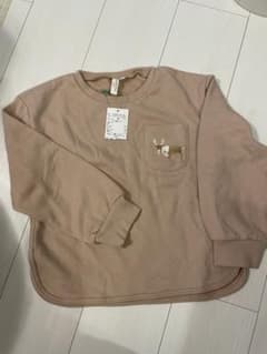 【新品、未使用】Lagom ピンクベージュ 鹿刺繍 トレーナー 130cmのサムネイル