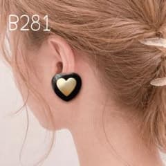 B281…ブラック×マットゴールド　イヤリングorピアスのサムネイル