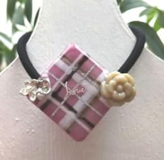ハンドメイド レジン ヘアゴム タータンチェック柄 No.141のサムネイル