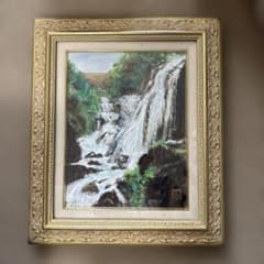 油彩額縁 滝の絵画 額装品　その1のサムネイル