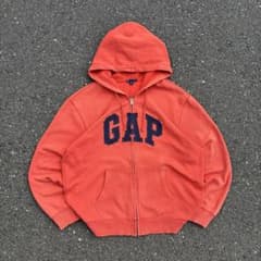 2*り様 00s oldgap 鬼フェード 襤褸 オレンジ ロゴ ジップパーカー