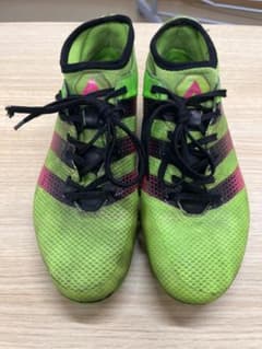 Adidas soccer shoes, cleats, green/pink