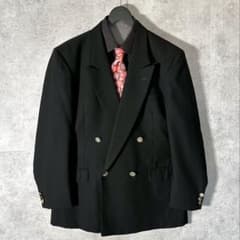 ダブルブレスト　ヴィンテージ　90s 00s 入学式　日本製　モード　卒業式 90sヴィンテージ ダブル ブラック ブレザー 金ボタン AB-7 菅田将暉