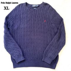 新品✨ポロラルフローレン✨ケーブルニット　ネイビー　XLサイズ　コットン　刺繍 POLO RALPH LAUREN（ポロ・ラルフローレン） ニット セーター ケーブル