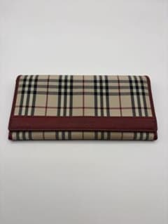 ね*こ様 BURBERRY 長財布 ノバチェック ボルドーのサムネイル