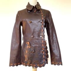 モスキーノ MOSCHINO レザージャケット コート ブラウン イタリア製