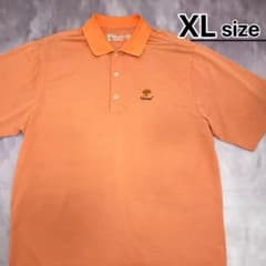 USA古着　ポロシャツ　半袖　XL　オレンジ　ボーダー　速乾　スポーツ　ウェア