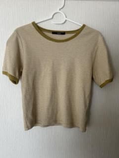 【Kastane】カスタネ 細ボーダー リンガーTシャツ 半袖 マスタード系のサムネイル