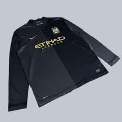 NIKE 2013/14 マンチェスターシティ 長袖 アウェイユニフォーム 黒金
