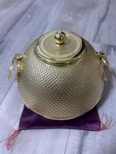 24KGP 茶釜 金メッキ 茶道具 金色 蓋付き インテリア 骨董 24KGP 茶釜 金メッキ 茶道具 金色 蓋付き インテリア 骨董 - メルカリ