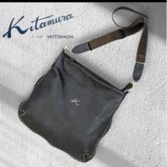 キタムラ レザー ショルダーバッグ ブラック 肩掛け A4 ステッチのサムネイル