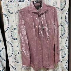 【最終価格！】　bgr メンズ　ドレスシャツ　ビジネスシャツ　赤　白　長袖