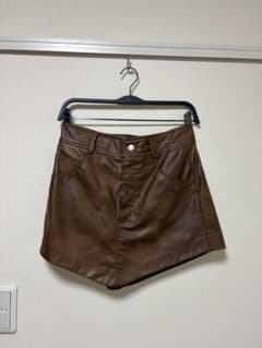 ZARA フェイクレザー ミニスカート ブラウン