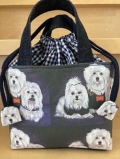 ♡ハンドメイド♡マルチーズちゃん保冷ランチバッグのサムネイル