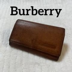 希少】Burberry バーバリー 3連レザーキーケース ヴィンテージ シボ革