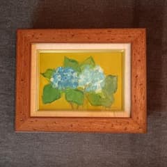 真作 恵後原好一 油絵 「花 あじさい」 SM号 額装 サイン付 美品 絵画
