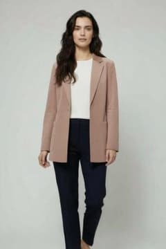 ZARA くすみピンクベージュ スエード ジャケット Sサイズのサムネイル