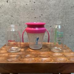 WOW cup baby トレーニングマグ ピジョン　ガラス哺乳瓶　3点セットのサムネイル