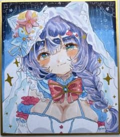一点物】 手描き 原画 女の子イラスト 猫耳 コピック オリジナル 色紙