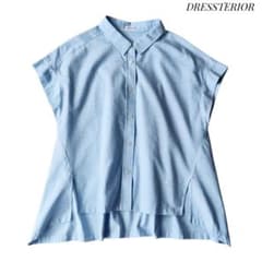 ドレステリア】バックフレアオックスシャツ 34 ブルー 定価1.6万