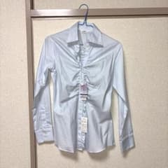 ストライプ柄フリル付き長袖シャツのサムネイル