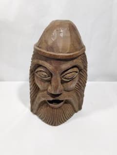 木製彫刻 帽子をかぶった顔　アルゼンチン土産のサムネイル