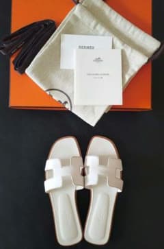 HERMES サンダル オラン 36.5 ホワイト - メルカリ