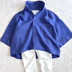 ティッカ 24SS 別注 リネン半袖エンブロイダイリーシャツ 青 va2 ティッカ 24SS 別注 リネン半袖エンブロイダイリーシャツ 青 va2
