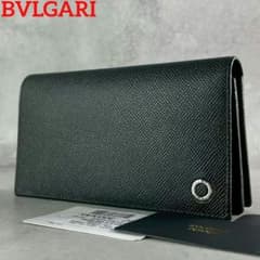BVLGARI RFID ブルガリマン 長財布 サークルロゴ レザー 黒 美品 