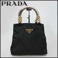 a821 PRADA ハンドバッグ ナイロン 三角プレート 三角タグ ブラック 