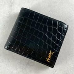 極美品】サンローラン 折り財布 カサンドラ クロコ YSL 黒 小銭入れ
