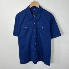70s vintage 半袖シャツ ネイビー 44サイズ レトロ　ワークシャツのサムネイル