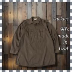 90's USA製Dickies ディッキーズ T/Cツイル長袖ワークシャツL