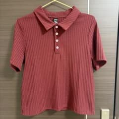 SHEIN ポロシャツ Mサイズ 赤 ボルドーのサムネイル